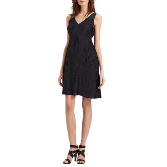Eileen Fisher Silk Georgette Chiffon Micro Pleated Sleeveless Dress in Graphite - Picture 3 of 8